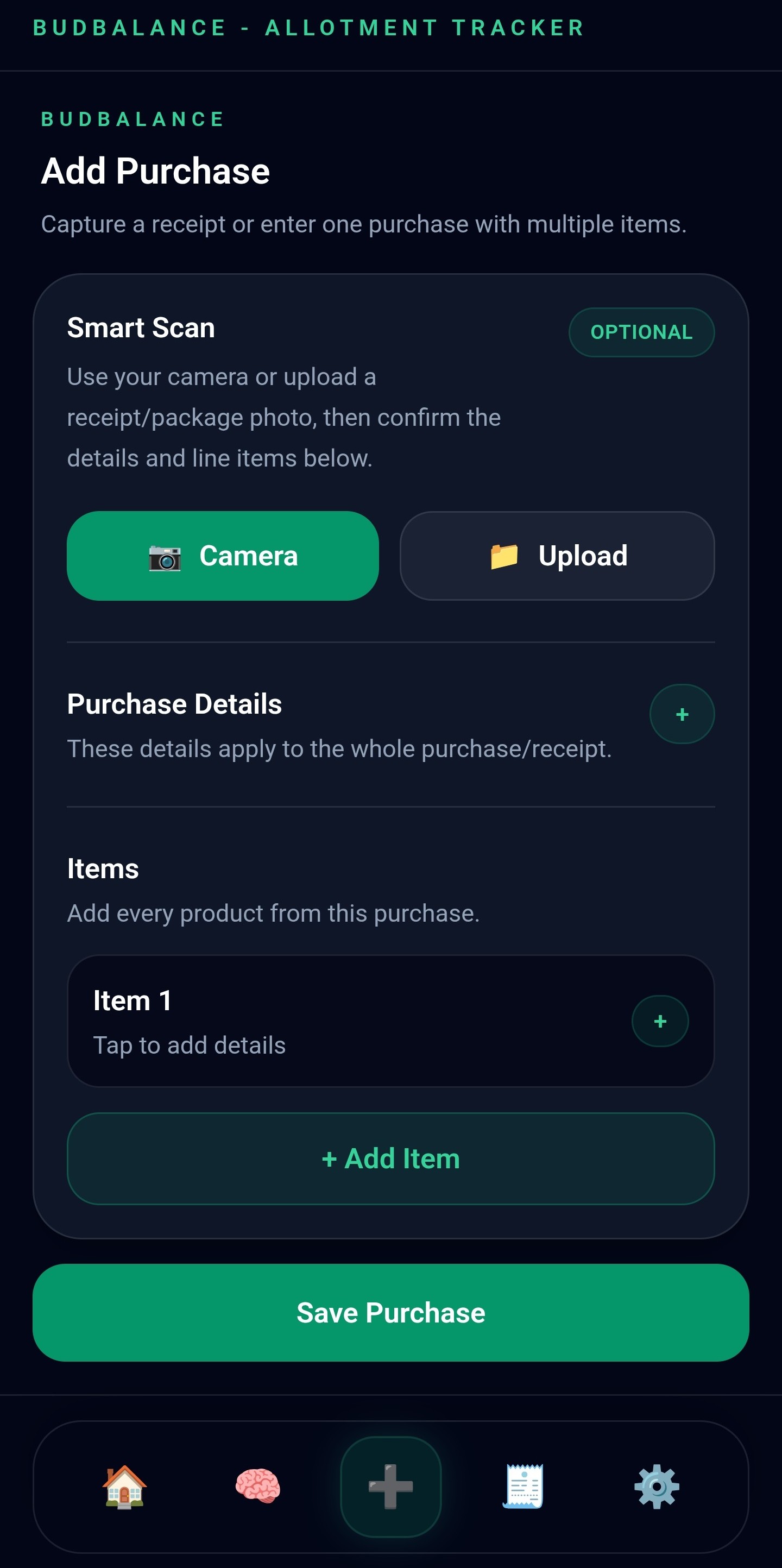 BudBalance Add Entry